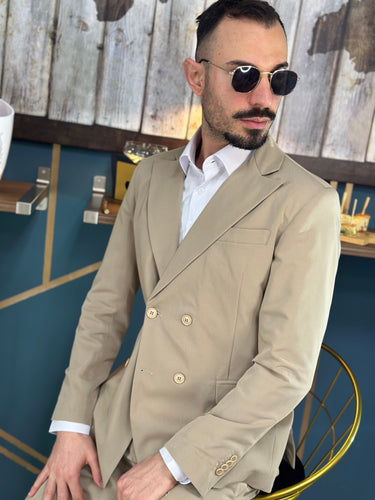 Abito sartoriale doppio petto beige art salvo56 q1