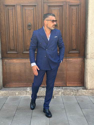 Abito sartoriale doppio petto microfantasia gessato art SALVO56