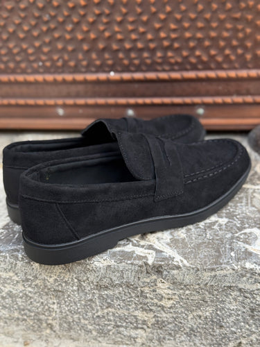 Mocassino college uomo camoscio nero art eco 2