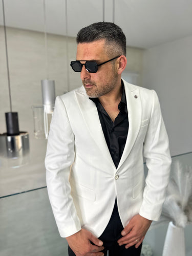 giacca biaca im monopetto Art turk