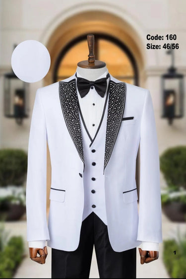 Abito tre pezzi con gilet bianco con rever brillantinato diamantato art-0.jpeg