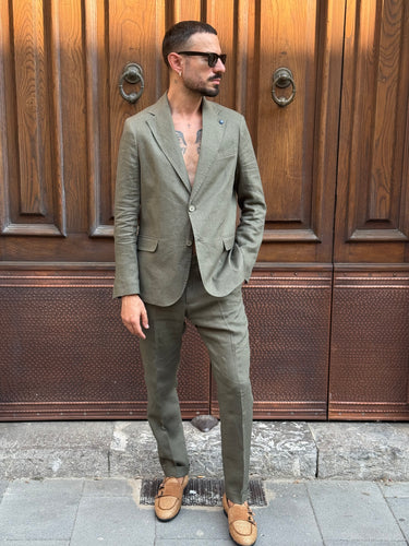 Abito monopetto puro lino italiano alta sartoria pantalone regular art must vari colori