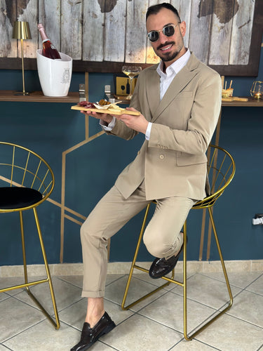 Abito sartoriale doppio petto beige art salvo56 q1