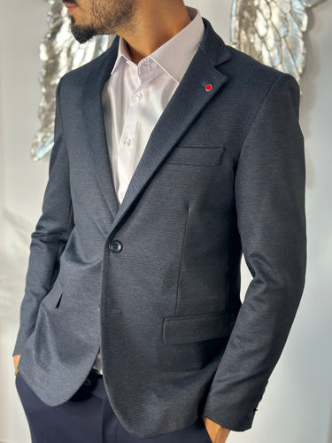 giacca sartoria italiana monopetto blu microfantasia art Lisbona