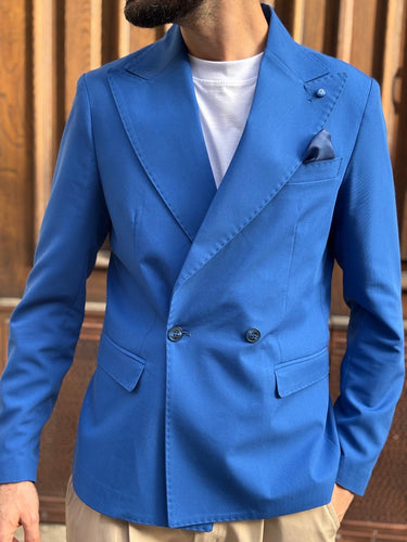 giacca sartoria italiana blu doppio bottone Art must
