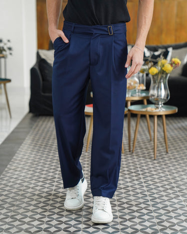 Pantalone sartoriale blu fondo largo con cintura tessuto q1-0.jpeg