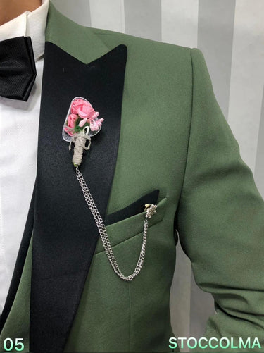 Abito tre pezzi sartoriale stoccarda con rever lucido vari colori Monopetto