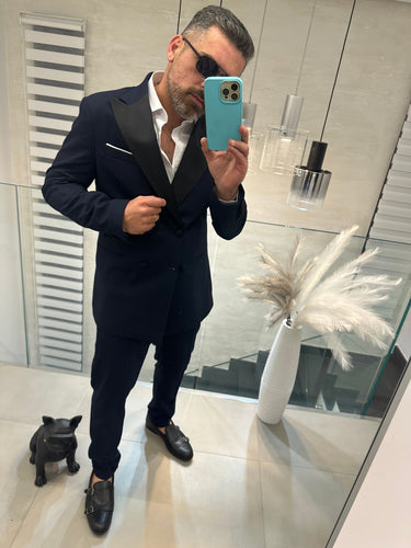 abito doppio petto blu alta sartoria rever nero raso bottone raso-0.jpeg