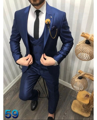 abito sartoriale blu denim scuro puntellato tre pezzi art sard51-0.jpeg