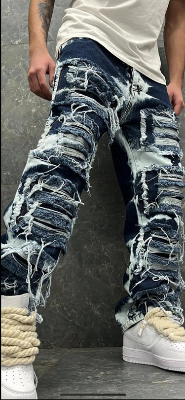 jeans RIPPED blu sfumato con rotture sfumato bianco D818-0.jpeg