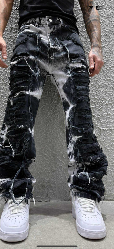 jeans RIPPED nero con rotture sfumato bianco d817-0.png