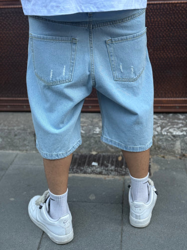 Bermuda jean chiaro doppio taglio ginocchio   mod ch