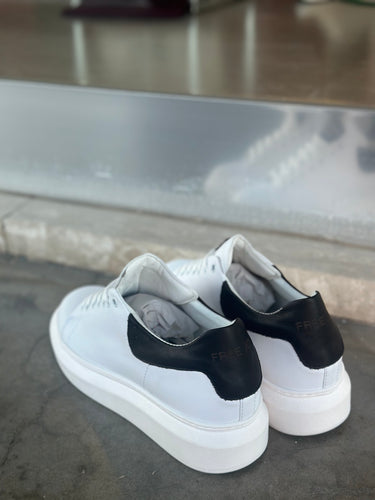 sneakers sportiva bianca pelle riporto nero art mq