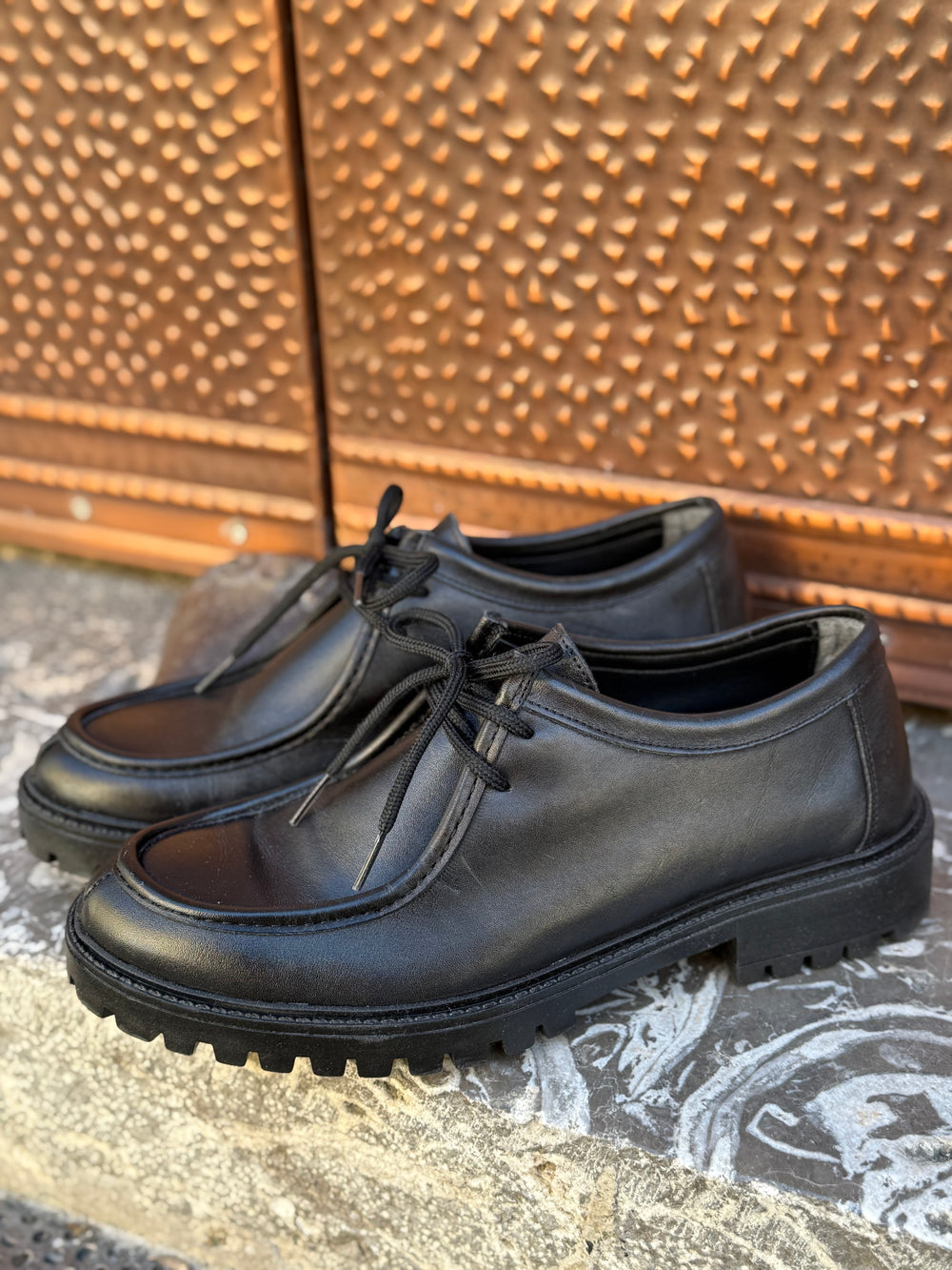 Scarpa Mocassino  uomo nero pelle suola carrarmato