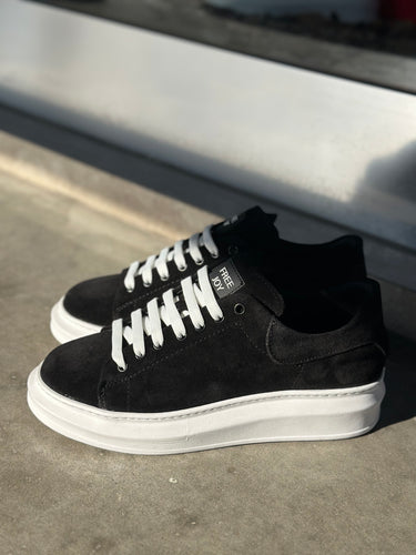 sneakers sportiva nera in camoscio