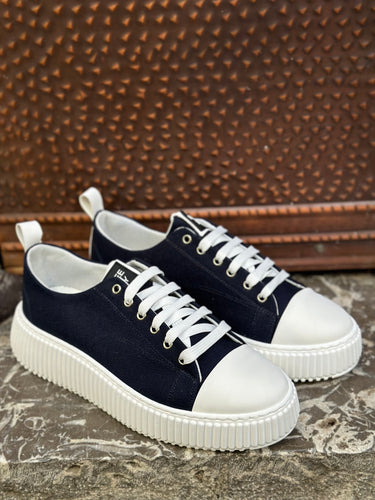 Sneakers   Blu  canvas  tela Made in Italy