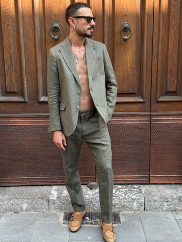 Abito  monopetto puro lino italiano alta sartoria  pantalone regular  art must vari colori