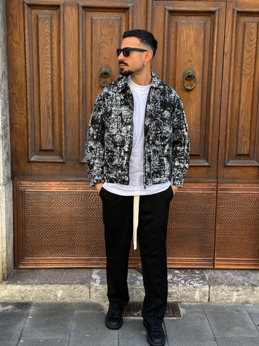 giubbotto Mod zar camicione nero sfumato bianco   boxy fit sabbia