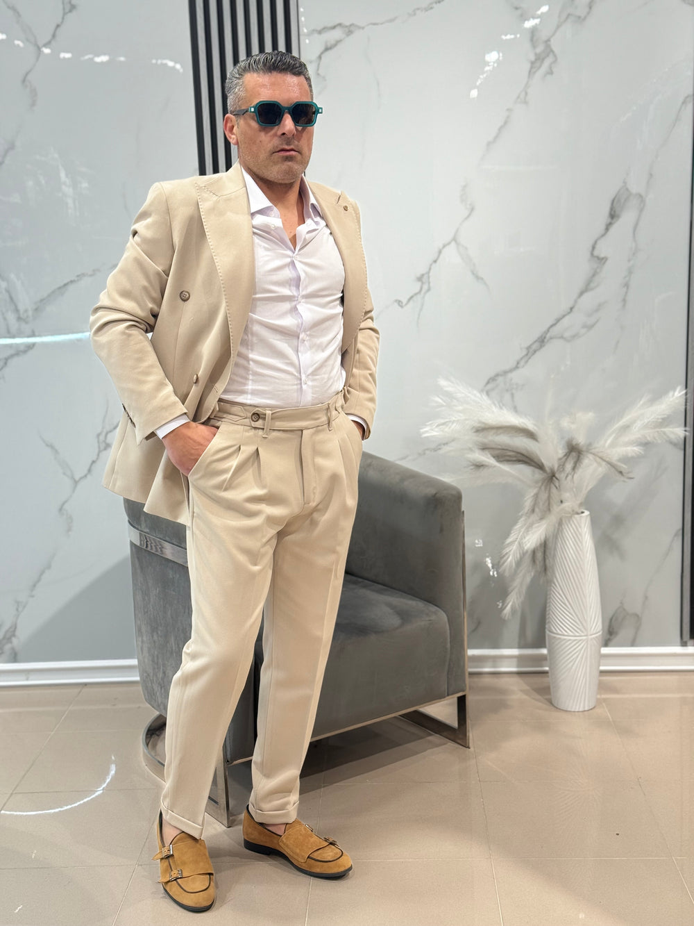 ABITO DOPPIO PETTO pantalone vita alta   MADE IN ITALY ART Muster