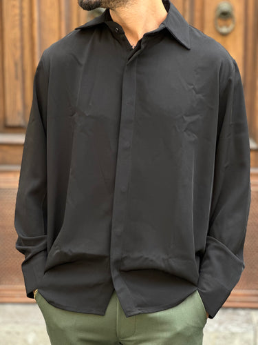 camicia in viscosa  nera  royal  krust Q1