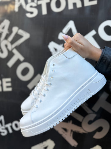 stivaletto sneakers bianca suola bianca
