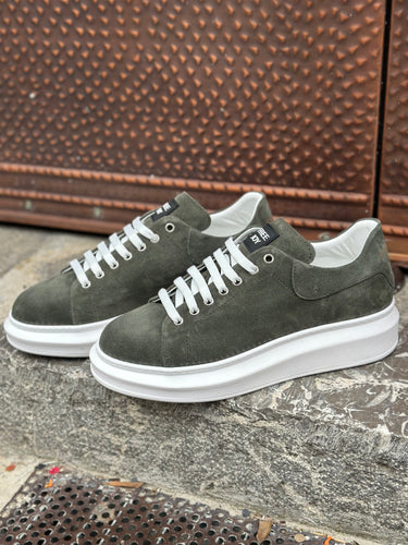 sneakers verde camoscio suola bianca    art freejoj mq
