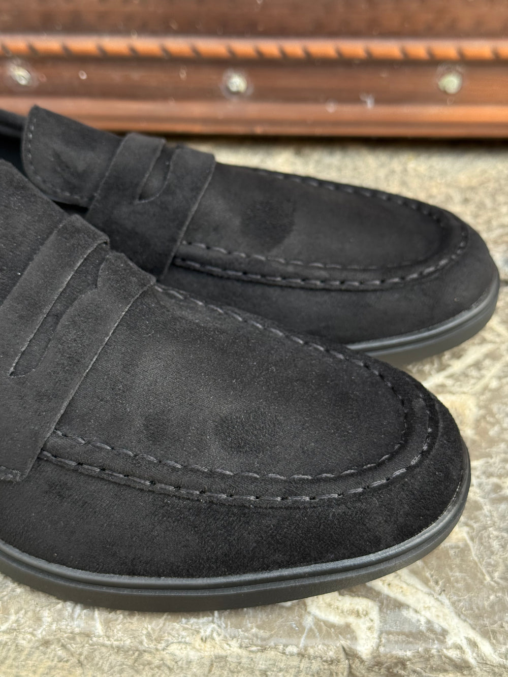 Mocassino college uomo camoscio nero   art eco 2