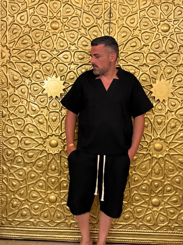 Completo nero con camicia scollo V art sharm