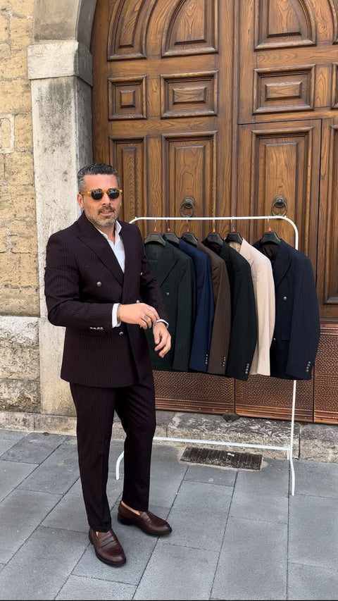Abito doppio petto  alta sartoria gessato con bottoni argento vari colori q1-0.jpeg
