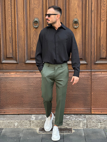 camicia in viscosa  nera  royal  krust Q1