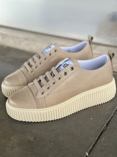 Sneakers  beige canvas pelle Made in Italy