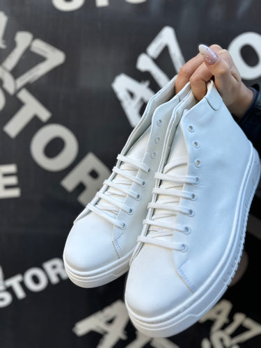 stivaletto sneakers bianca suola bianca