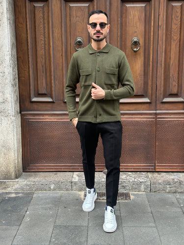 Giacca maglia coreana verde  fj q1