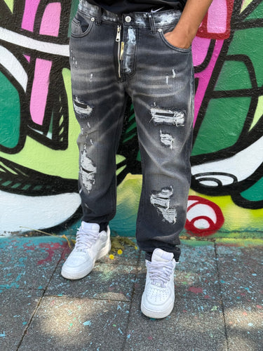 Jeans   Nero  zip sfumato mod Dsq  d998