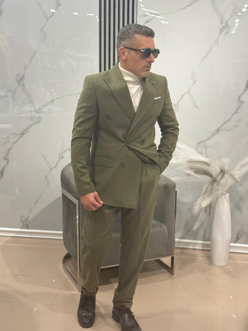 ABITO DOPPIO PETTO pantalone vita alta   MADE IN ITALY ART Must