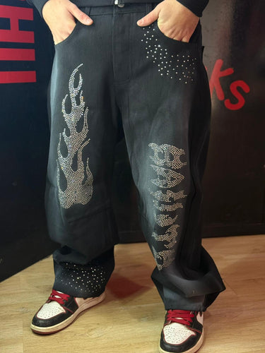 Jeans  nero brillantato baggy bunker-0.jpeg