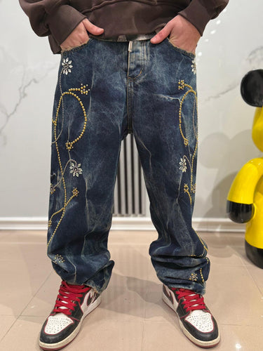 Jeans baggy Borchiato fiori Cianotic ART20033-1.jpeg