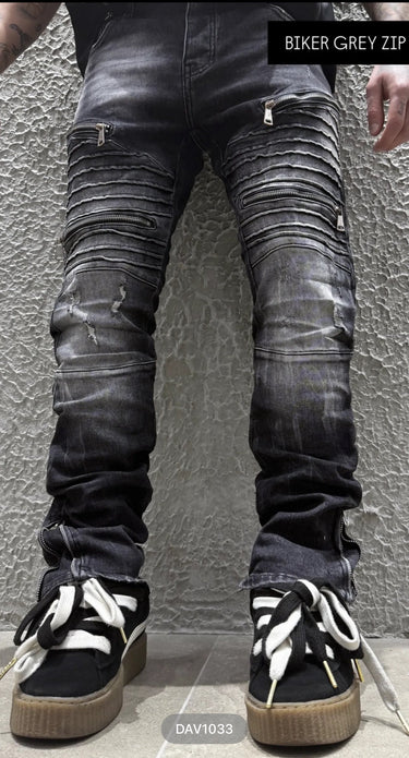 Jeans biker  grigio stumaro multi zip art David  dav1033-0.jpeg