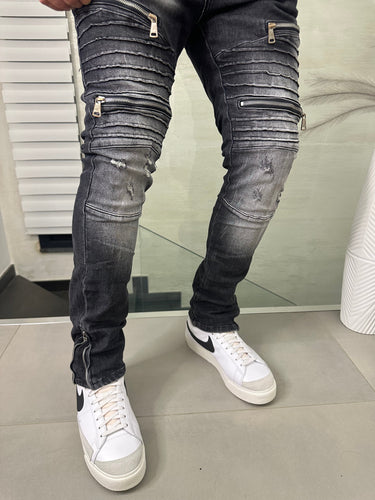Jeans biker  grigio stumaro multi zip art David  dav1033-1.jpeg
