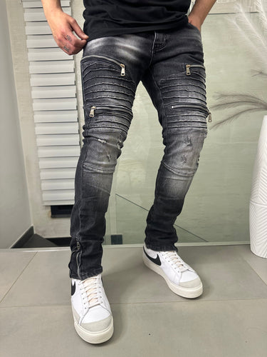 Jeans biker  grigio stumaro multi zip art David  dav1033-2.jpeg