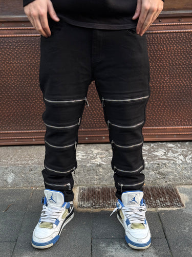 Jeans biker nero multi zip art David  f1629-1.jpeg