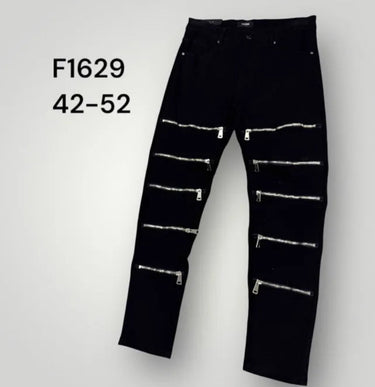 Jeans biker nero multi zip art David  f1629-3.jpeg