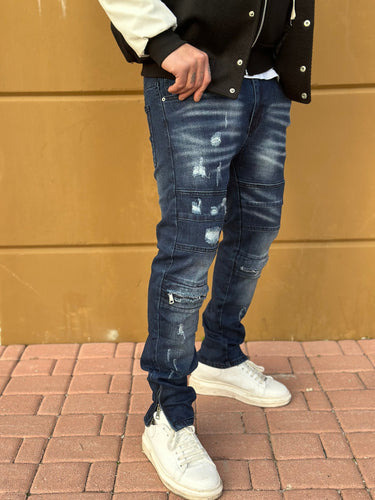 Jeans blu scuro zip caviglia skinny art Salvator kk126a-0.jpeg