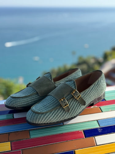 Mocassino  uomo in rafia in Rafia verde acqua-0.jpeg