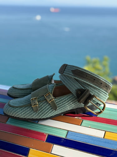 Mocassino  uomo in rafia in Rafia verde acqua-1.jpeg