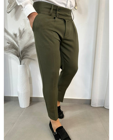 Pantalone Vita Alta verde militare  Due Botton-0.jpeg