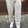 Pantalone sartoriale bianco panna fondo largo con cintura tessuto  q1-0.jpeg