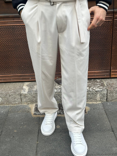 Pantalone sartoriale bianco panna fondo largo con cintura tessuto  q1-0.jpeg