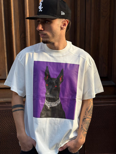T-shirt bianca   Logo viola cane dependencia-1.jpeg