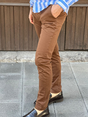 Pantalone basic marrone sartoriale sartoria vesuviana
